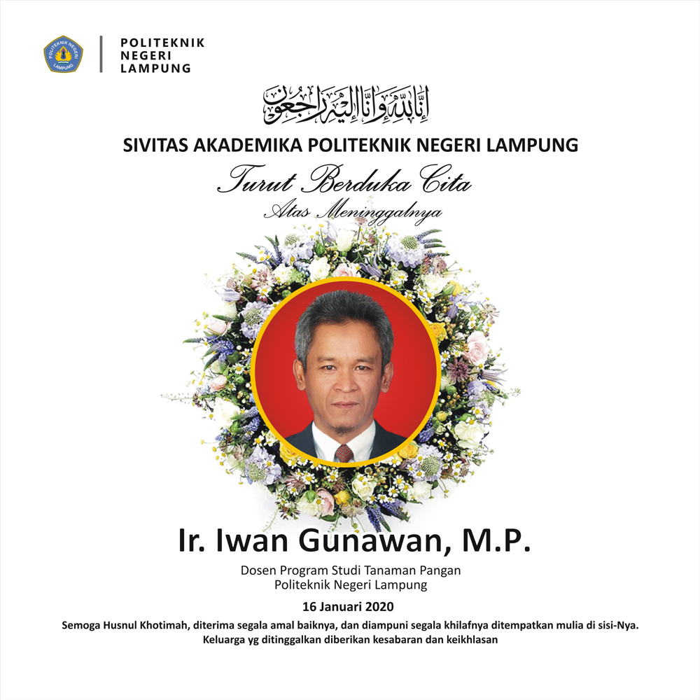 Dosen Program Studi Tanaman Pangan Ir. Iwan Gunawan, M.P. Berpulang