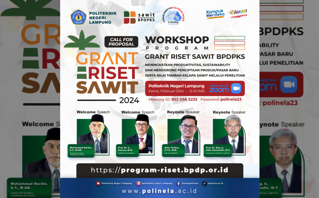 workshop grant riset sawit BPDPKS 2024 di politeknik negeri lampung